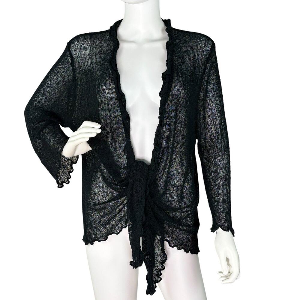 Ethyl Sheer Open Cardigan Ruffle Fairy Boho Lagenlook Whimsygoth Size L